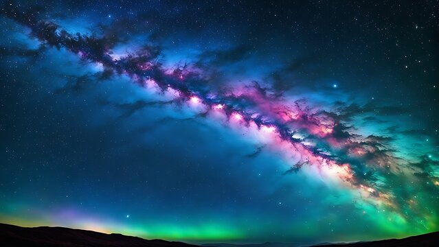 Beautiful Northern lights Aurora borealis in the night sky. 3D Rendering