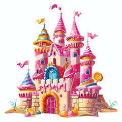 Fototapeta na wymiar Candyland Castle Clipart isolated on white background