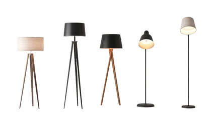 Set of modern cozy floor lamp on transparent background.