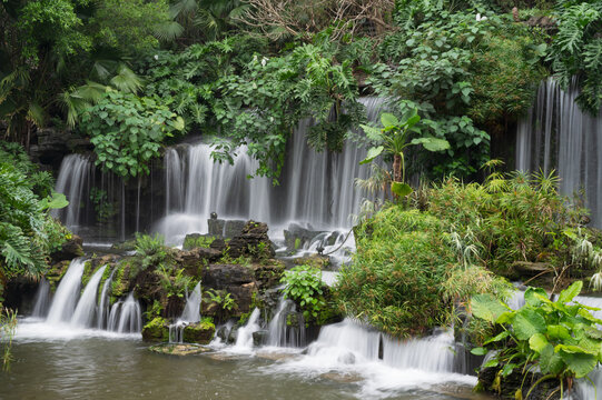 View of waterfalls in the jungle