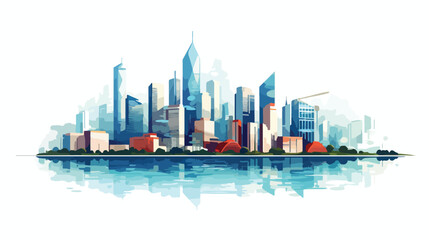 Modern city panorama flat vector