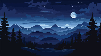 Mountain forest background landscape scenery illustration