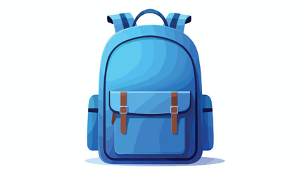 Blue school bag on white background. Vector