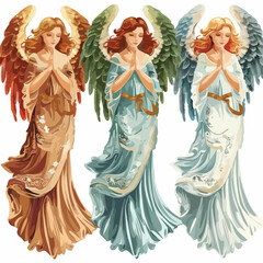 Christmas angels clipart isolated on white background