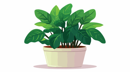 Plant leaves in pot design icon flat vector 
