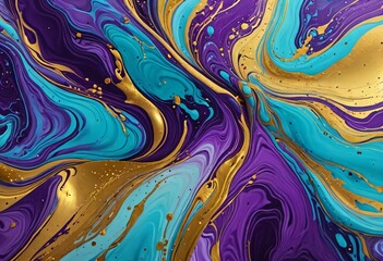 Purple, Turquoise, and Gold Luxury Texture ai generated