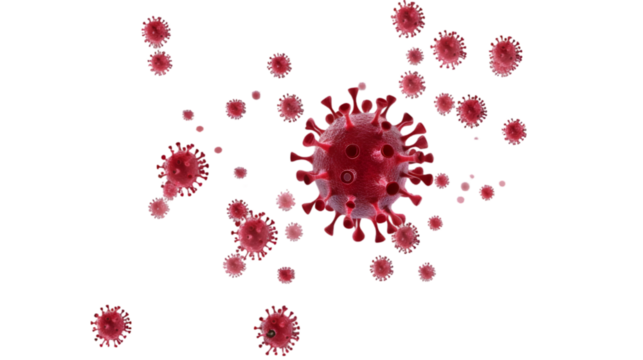 Antibiotics attacking coronavirus particle isolated on transparent background. PNG file