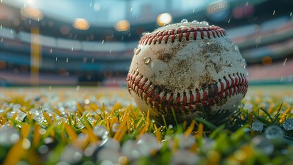 Baseball pitch moment, tension in the air, detailed stadium background - obrazy, fototapety, plakaty