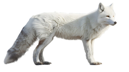 Arctic white fox in white or transparent background. PNG file