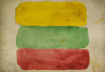 Lithuanian flag with grunge texture. Brush stroke. - 761205304