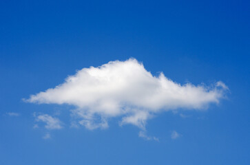 Single cloud isolated over blue sky background. - 761205500