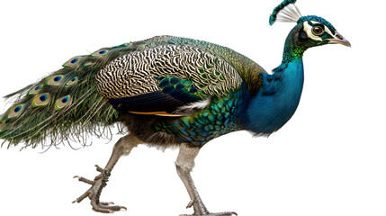 Obraz premium Beautiful Baby Peacock on white or Transparent Background. PNG file