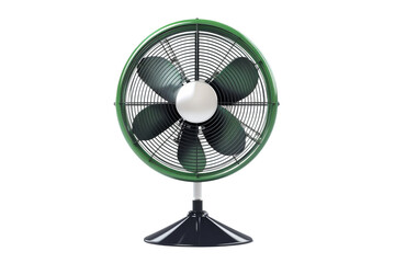 Green and White Fan on White Background. On a Transparent Background.