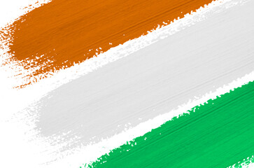 The Indian flag painted on white paper with watercolor