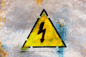Photo warning sign of high electrical voltage. - 761205923