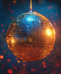 Obraz premium Mirror ball. A mirror ball for disco dancing on blue background