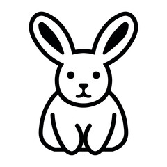 black vector rabbit icon on white background