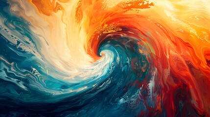 Vibrant Abstract Painting of a Blue and Orange Vortex, To provide a striking and eye-catching image for use in a variety of contexts