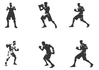 Fototapeta na wymiar collection of silhouettes of boxers