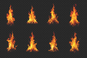 Set fire vector collection fire.  Collection abstract fire realistic vector set. On a transparent background © ARTSPRIO