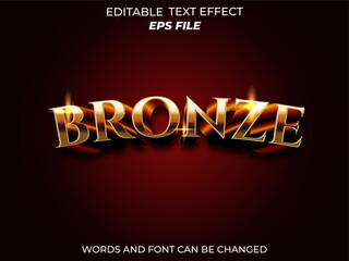 bronze text effect, font editable, typography, 3d text. vector template