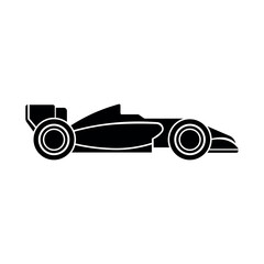 black vector racing car icon on white background