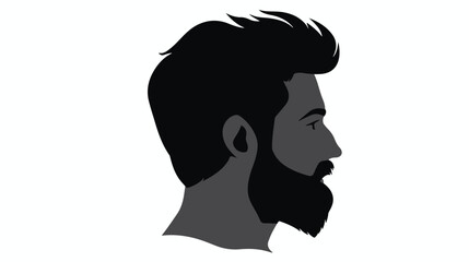 Silhouette cute man with hairstyle and beard flat vector