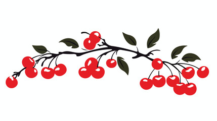 Silhouette of a branch with cherries. Vector illustration