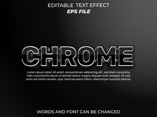 chrome text effect, font editable, typography, 3d text. vector template