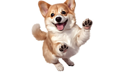 Cute playful pet dog is playing and looking happy isolated on transparent background. PNG file