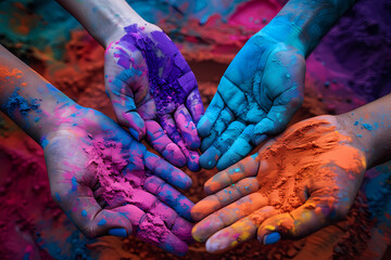 colorful hands with powder hands