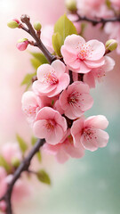 cherry blossom in spring, pink sakura flowers on blurred background