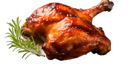 Grilled bar b q chicken leg on transparent background. png file. PNG file