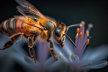Bee is sitting on flower
