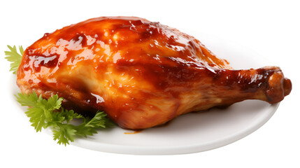 Grilled bbq chicken leg on transparent background. png file. PNG file
