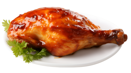 Grilled bbq chicken leg on transparent background. png file. PNG file