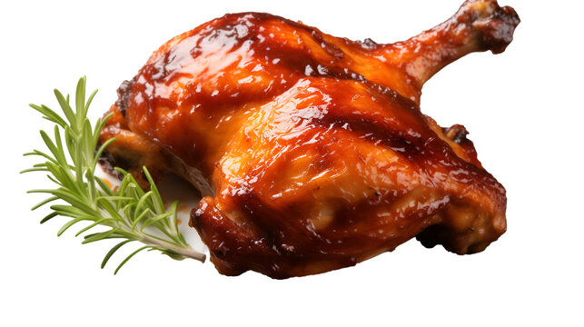 Grilled bar b q chicken leg on transparent background. png file. PNG file