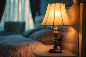 Close up on lamp in bedroom