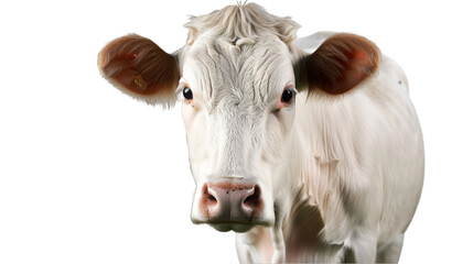 A Portrait of a Cow on transparent background, PNG file