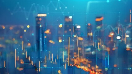 A busy city skyline at night with a superimposed image of a computer analyzing vast amounts of data representing the impact of big data analysis on the decisionmaking processes