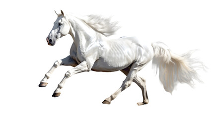 Obraz na płótnie Canvas white graceful Horse in Motion on Transparent Background, png