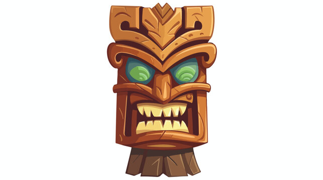 Tropical tiki idol icon. Cartoon of tropical tiki 