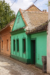 Belgrade, Serbia street view with green houses in Zemun