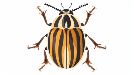 Icon of ten-striped spearman, Colorado potato beetle. Summer insect. Pest animal, fauna species. Flat modern illustration isolated on white.