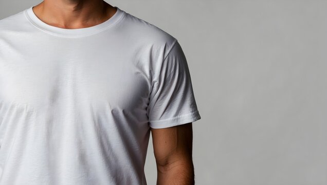  Plain white t-shirt displayed with space for text or design Generative AI