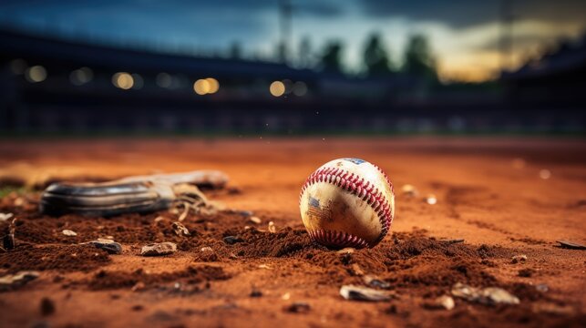 A baseball on ground