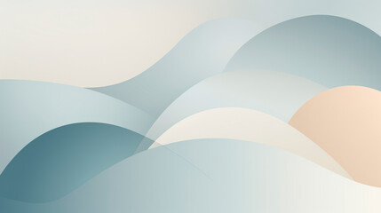Embrace the soothing harmony of flowing wavy shapes in shades of blue and beige, creating a sense of calmness and tranquility. Banner. Copy space