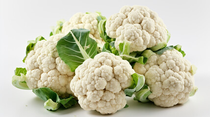 Pile of cauliflower on white background