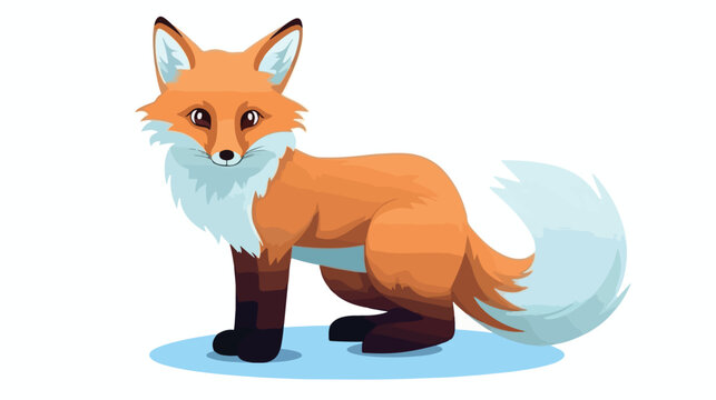 Cute fox sitting on a blue background flat vector