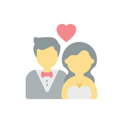 Flat color Wedding contract vector icon